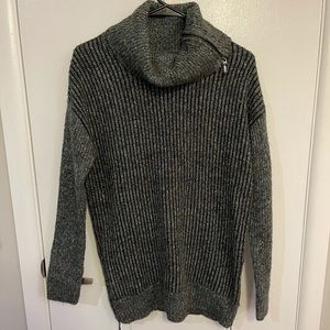 Leo&Nicole Tamara Cowl Neck Zipper Cotton Pullover